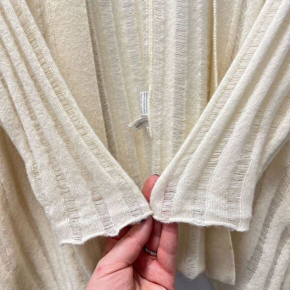 MadeleineĀ Thompson Cashmere Cream Ribbed OpenāKnit Open Front Cardigan SizeāS - Picture 5 of 10